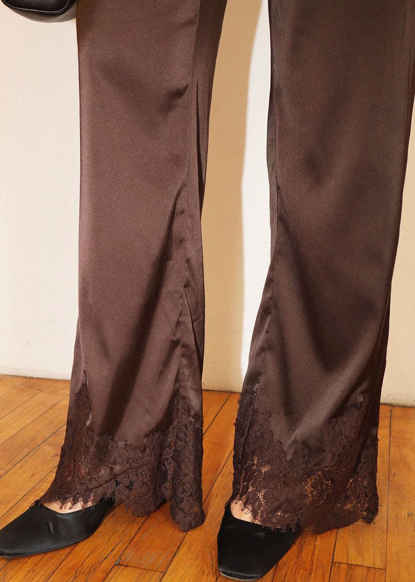 Mason Satin Pants - Brown