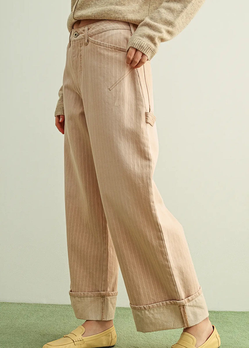 Rosie Striped Cuff Pant - Mauve