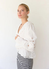 Femme Embroidery Ruffle Top - White