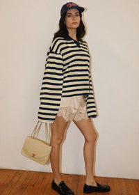 Carrington Striped L/S Polo - Navy