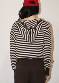 Veya Striped Cotton Hoodie - Oat & Brown