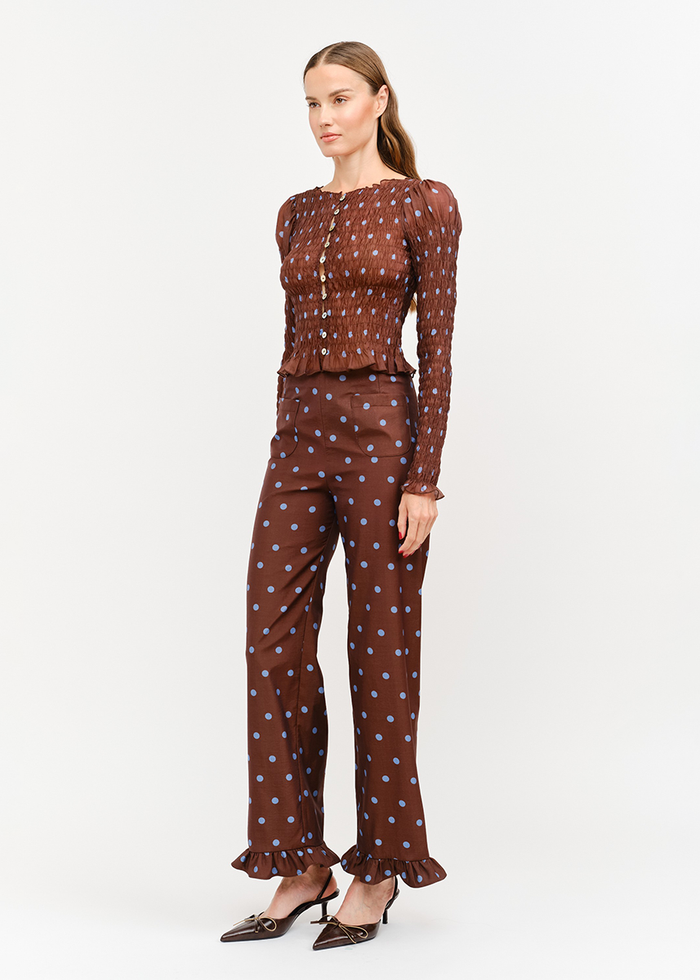 Ashton Polka Dot Top - Brown
