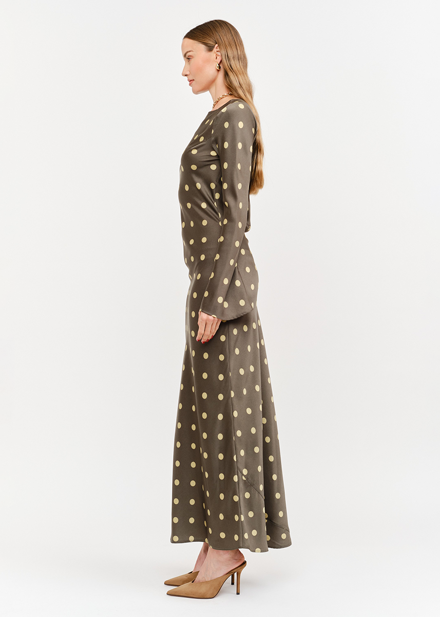 Georgie Polka Dot Dress - Olive