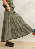 Helen Gingham Tiered Skirt - Black