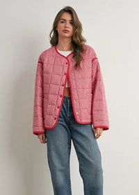 Astrid Quilted Puff Jacket - Red Multi