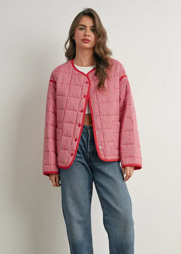 Astrid Quilted Puff Jacket - Red Multi