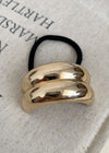 Gold Metal Hair Tie Cuff - Double Arch