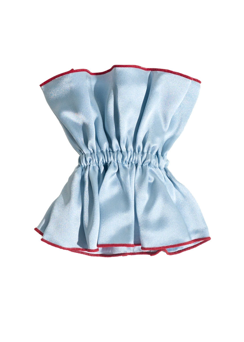 Double-Layer Flower Oversized Silk Scrunchie - Pastel Blue