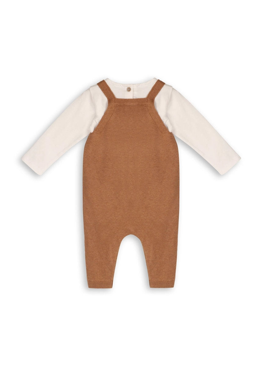 Bear Sweater Knit Overall Bodysuit Set - Chai Spice