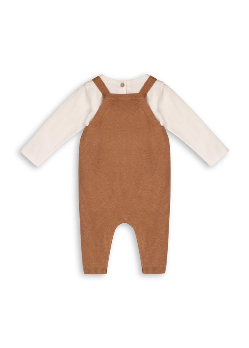 Bear Sweater Knit Overall Bodysuit Set - Chai Spice