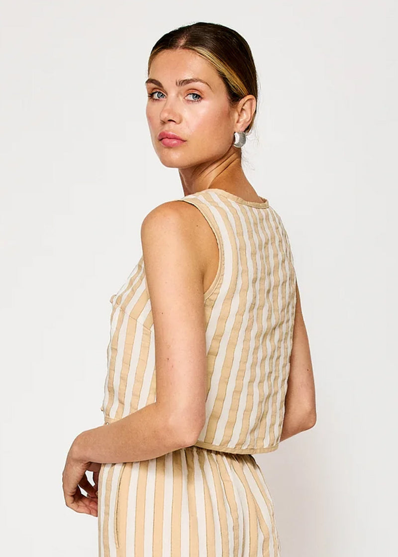 Kamari Striped Tie-Top - Ecru Taupe