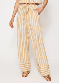 Kamari Stripe Pants - Ecru Taupe