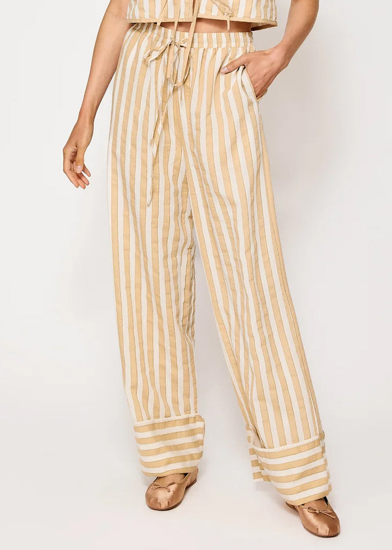 Kamari Stripe Pants - Ecru Taupe