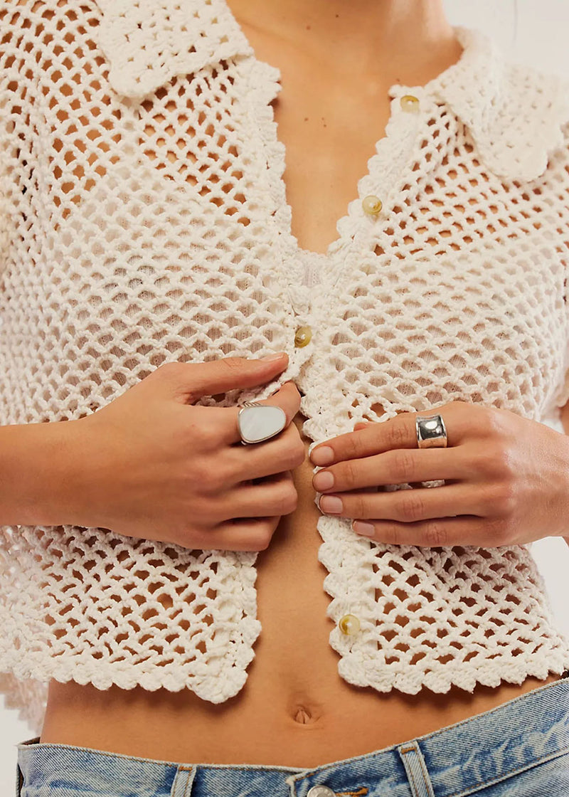 Lily Crochet Top - Coconut Milk