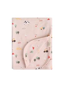 Farm Reversible Baby Blanket - Tan