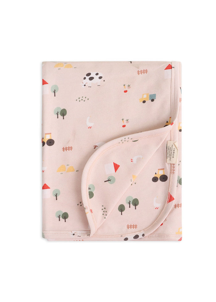 Farm Reversible Baby Blanket - Tan