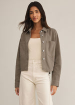 All Day Cropped Denim Jacket - Pebble Moon