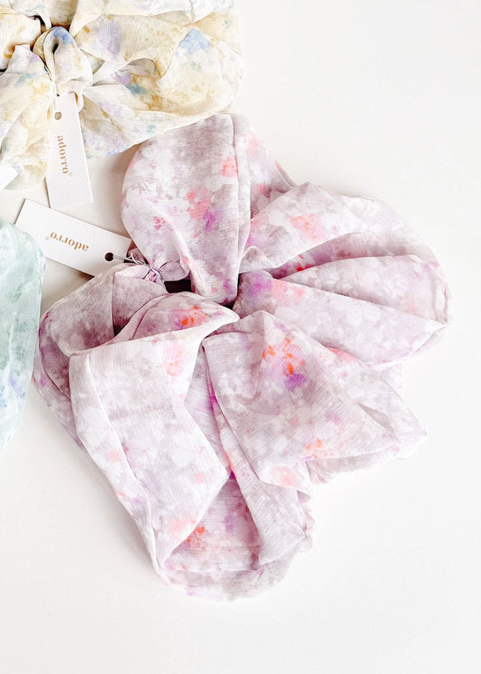 Watercolor Floral Scrunchie - Pink