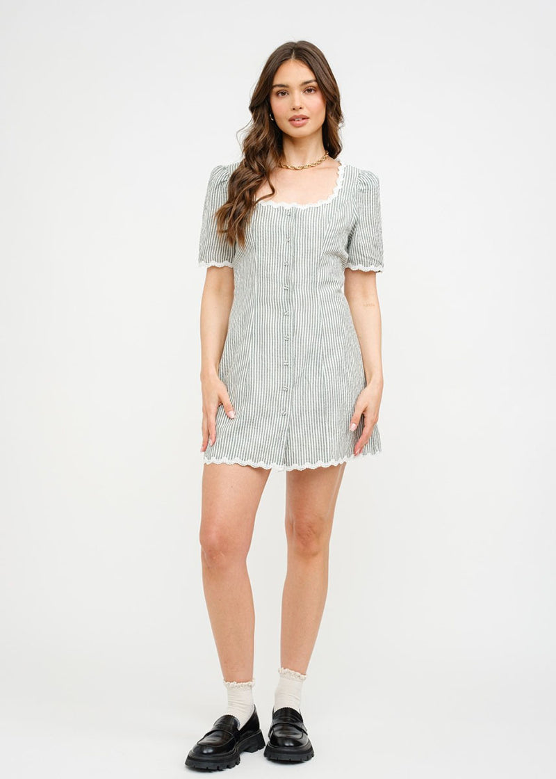June Striped Shift Mini Dress - Green