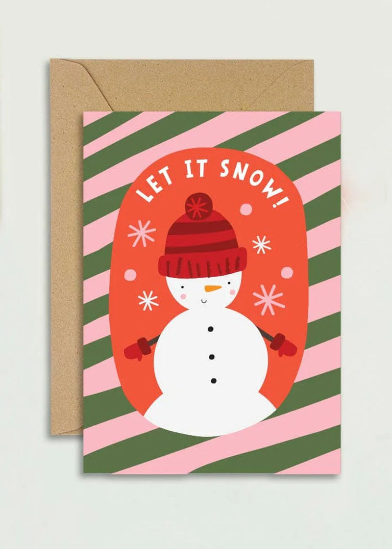 Candy Cane Snowman Mini Christmas Card