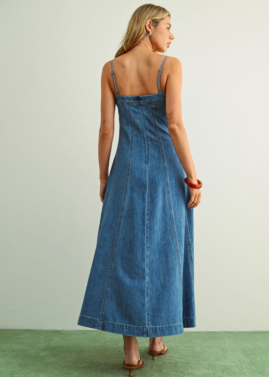 Nina Midi Dress - Washed Denim
