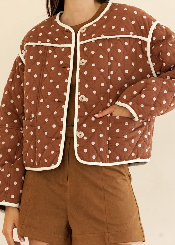 Wren Quilted Polka Dot Jacket - Brown Sand