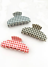 Classic Gingham Claw Clip - Grey
