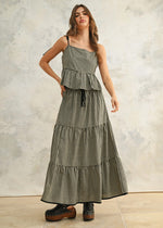 Helen Gingham Tiered Skirt - Black