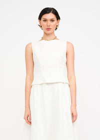 Josefina Linen Sleeveless Top - Off White