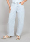 Sammi Stripe Barrel Jeans - Blue