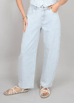 Sammi Stripe Barrel Jeans - Blue