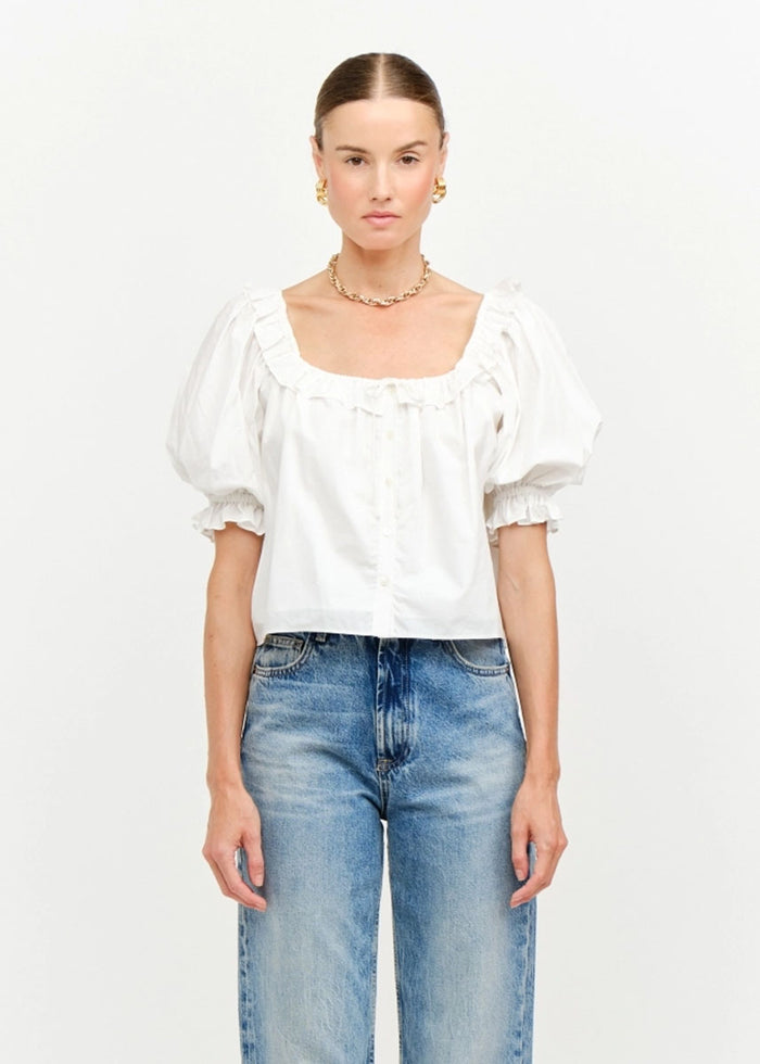 Bijou Puff Sleeve Top - Off White