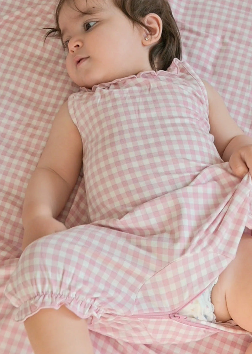 Pink Gingham Bubble Romper