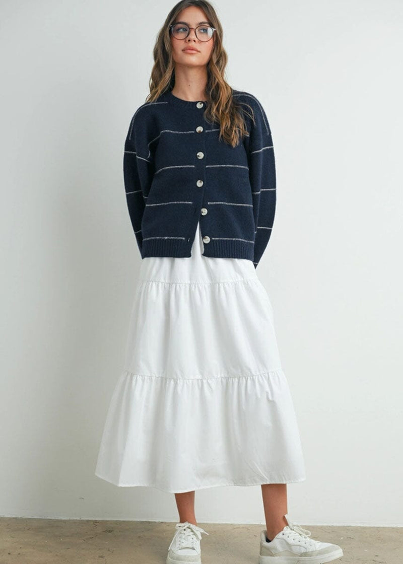 Adaline Striped Cardigan - Navy Multi