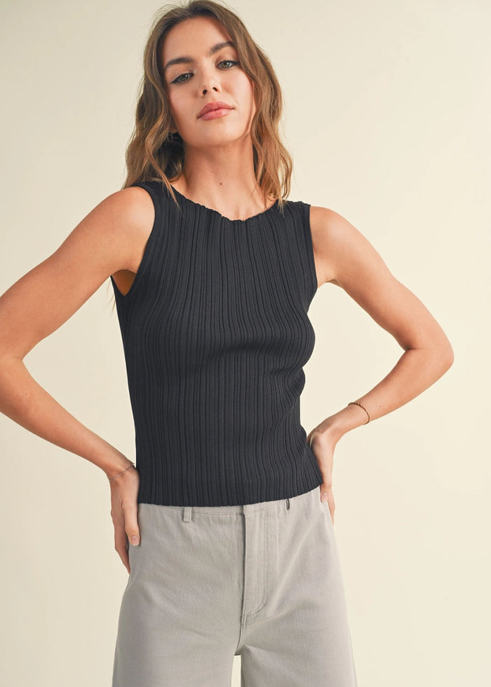 Sabine Ribbed Tank - Black