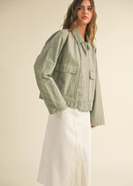 Brody Washed Cotton Jacket - Sage