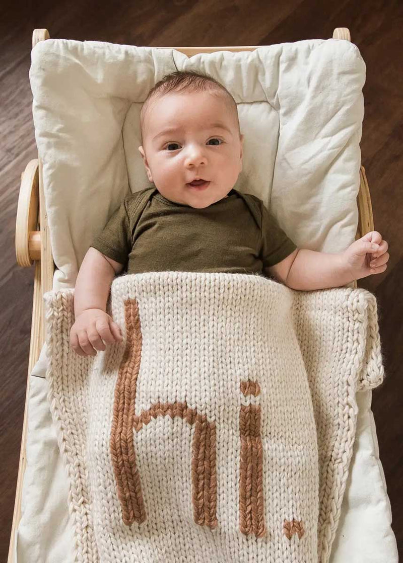 Hi. Hand Knit Blanket - Pecan