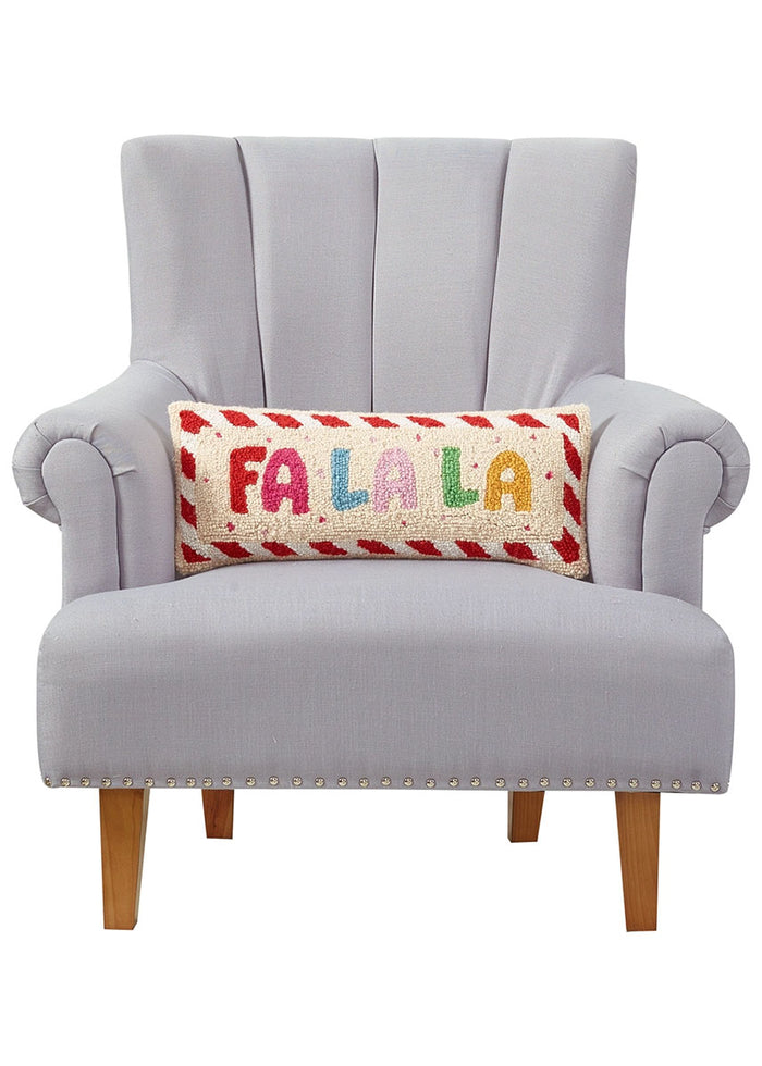 Fa La La Candy Cane Hook Pillow