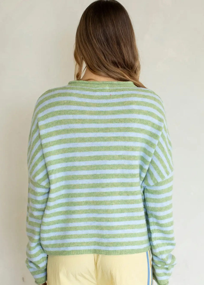 Piper Striped Cardigan - Matcha