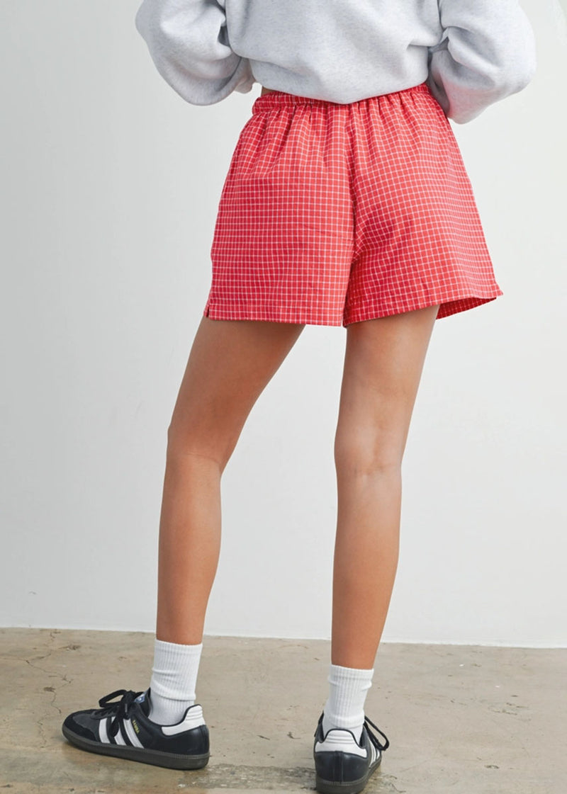 Averie Check Boxer Shorts - Red Multi