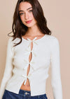 Teddy Satin Bow Tie Top - Cream