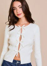 Teddy Satin Bow Tie Top - Cream