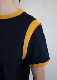 Aly Contrast Tee - Navy