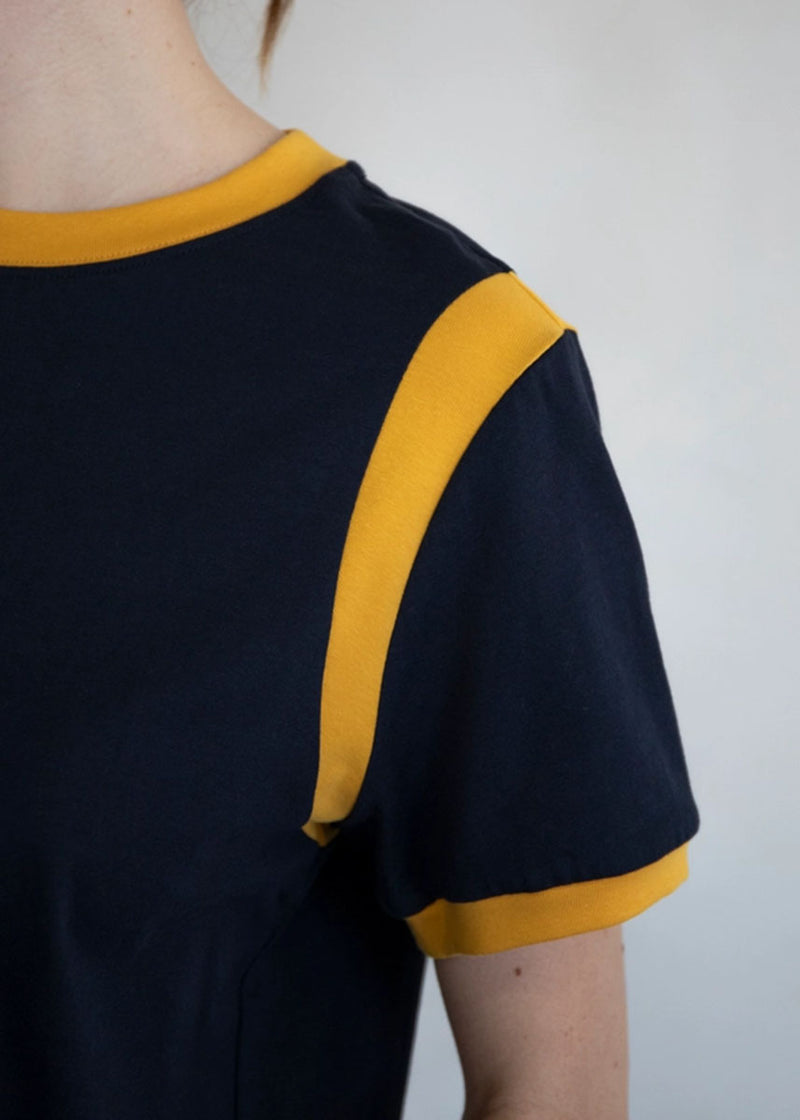 Aly Contrast Tee - Navy