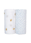 2-Pack Cotton Swaddles - Bees & Dots