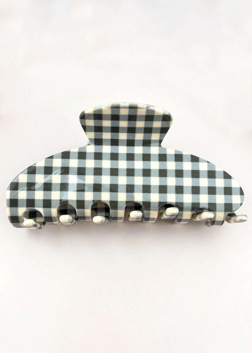 Classic Gingham Claw Clip - Grey