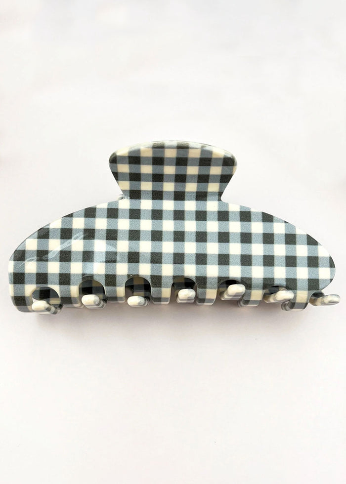 Classic Gingham Claw Clip - Grey