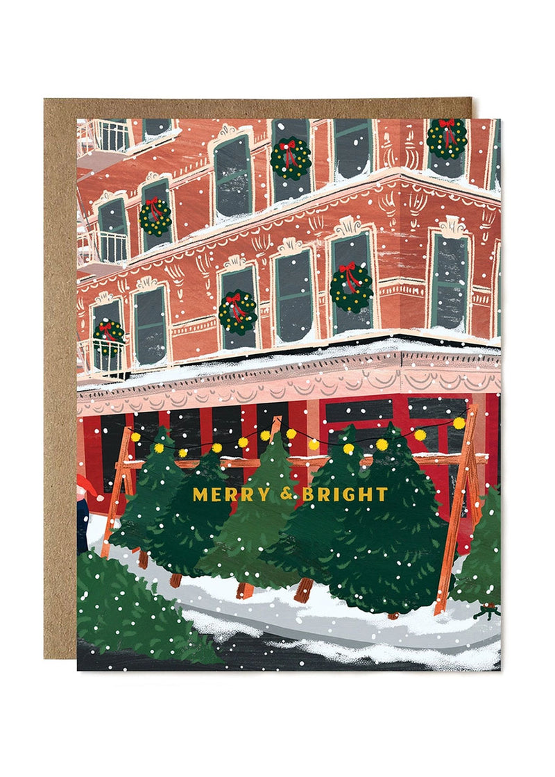 Merry & Bright Tree Corner Holiday Card
