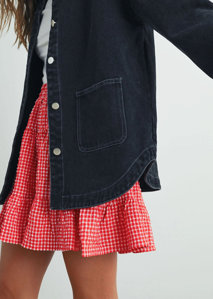 Collins High-Waist Tiered Check Skirt
