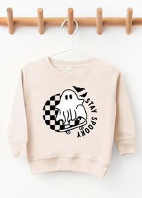 Stay Spooky Ghost Skateboard Sweatshirt - Natural Heather
